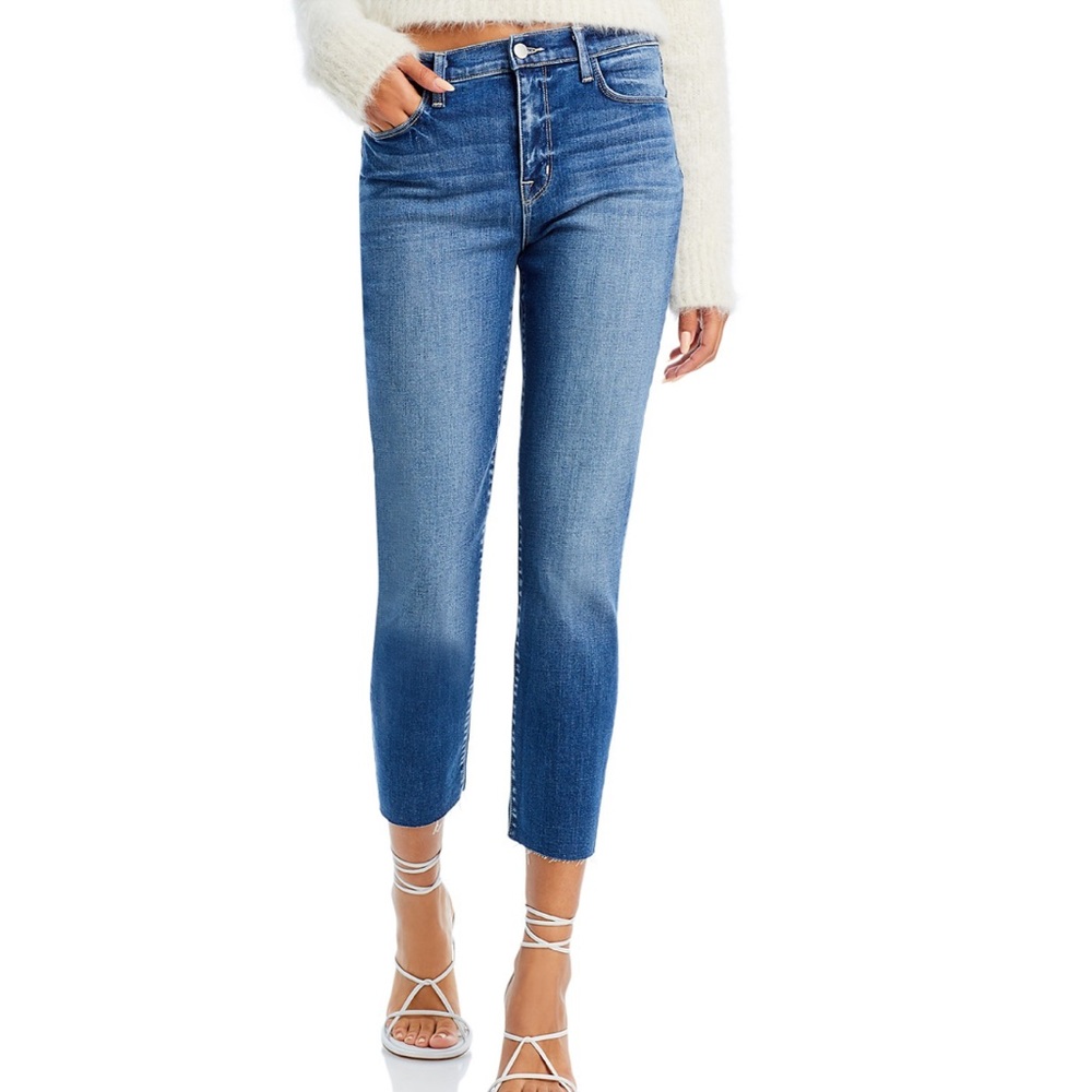 High-Rise Cropped Blue Women's Jeans